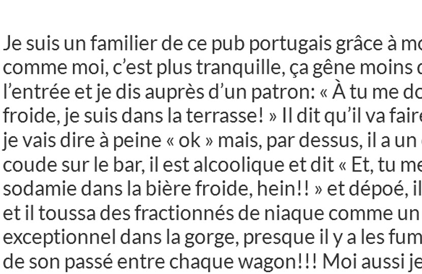 « Une femme, dommage devant le regard d’un fiston » (extraits) – Baptiste Brunello